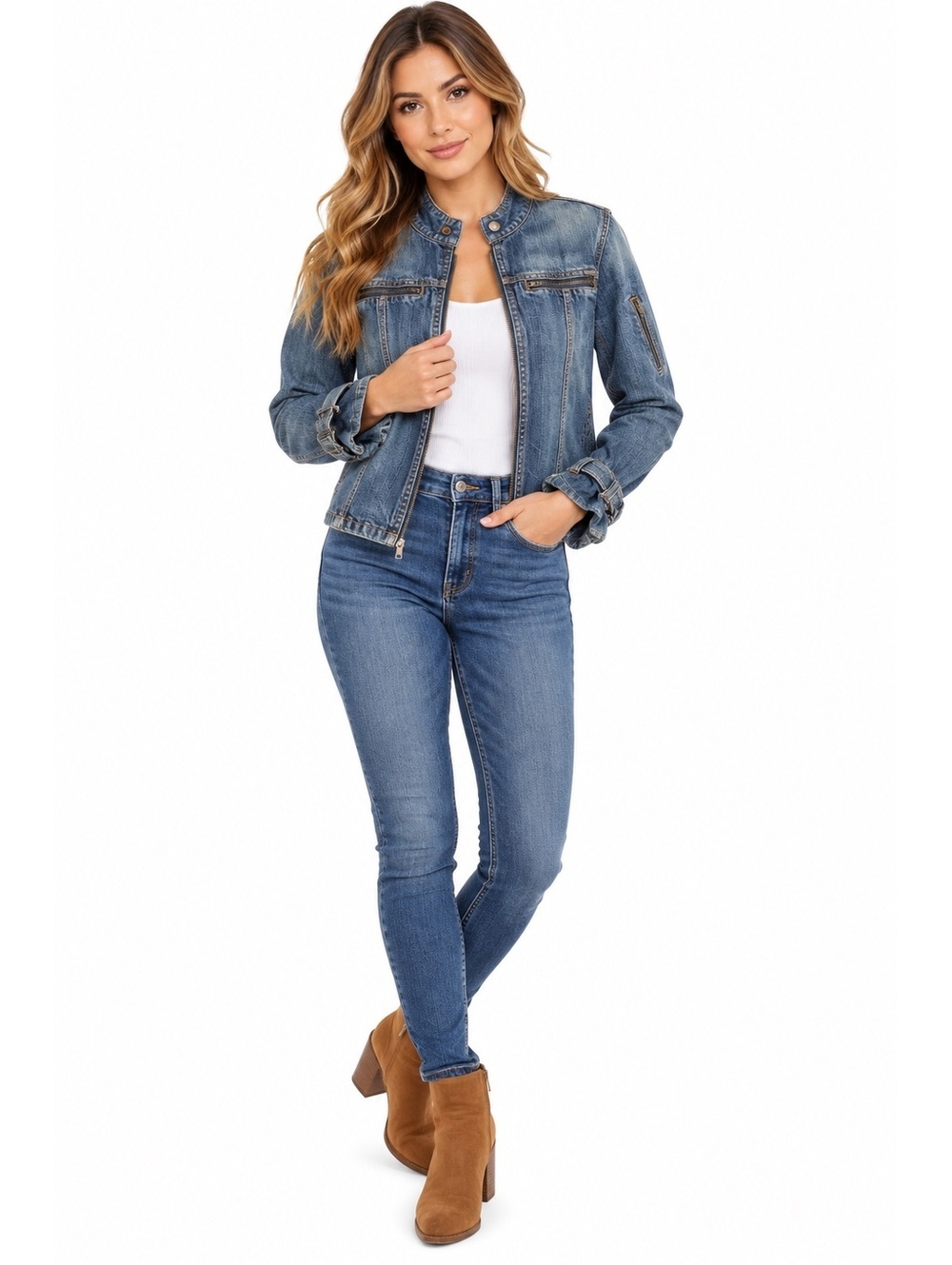 Billabong Women's Denim Motorcycle Jacket Size M